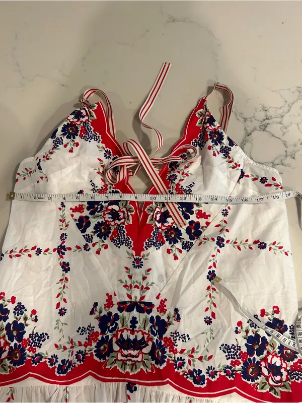 Anthropologie Celandine Plunge-Neck Drop-Waist Cotton Midi Dress size small - Image 8