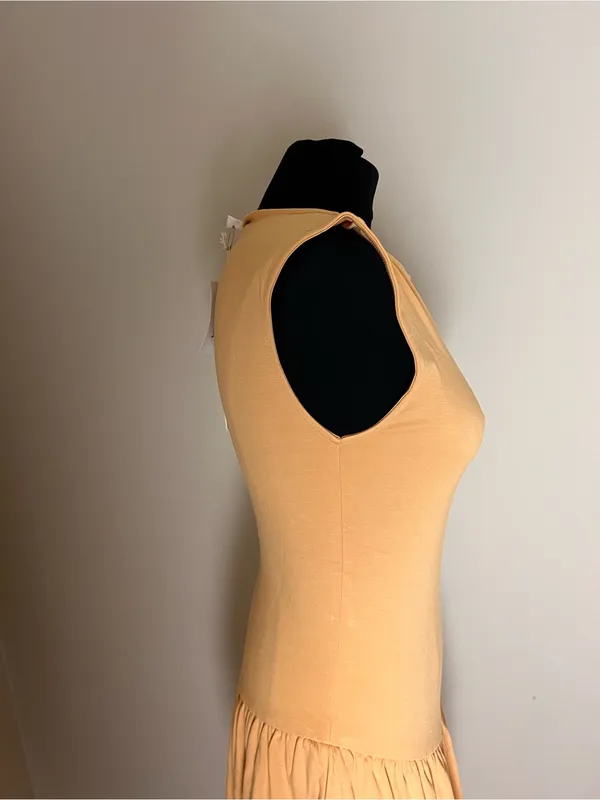 Aritzia Wilfred Bloomsbury Sleeveless Tiered Ruffle Dress in Soft Apricot NWT - Image 4