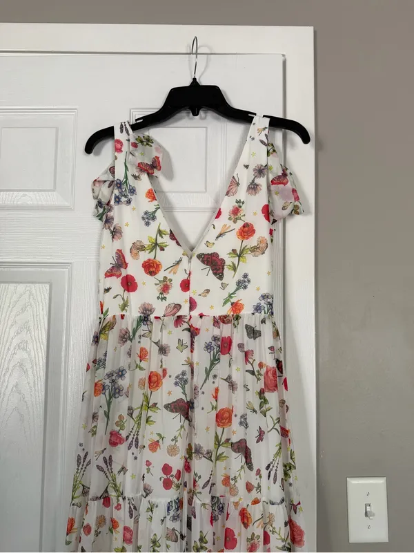 Ieena for Mac Duggal Floral Maxi Dress Gown Cottagecore Flowy Wedding Guest - Image 8
