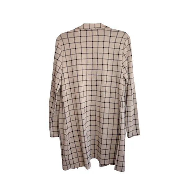 Maurices Plaid Duster Blazer Tan & Black Open Front Collared - Image 6