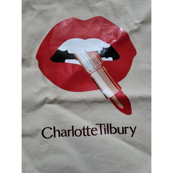 Charlotte Tilbury Pillow Talk Canvas Tote Bag Lip Logo Lipstick Graphic Logo - Image 2