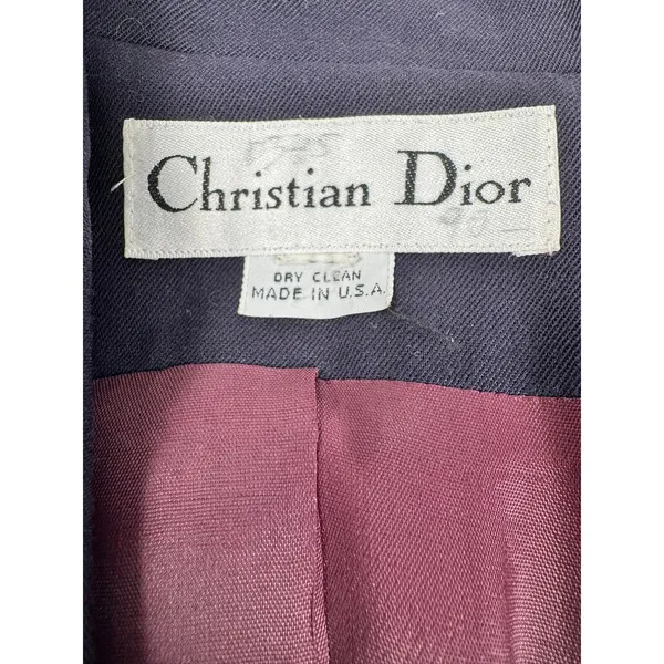 Vintage Christian Dior Navy Blue 100% Wool Longline Blazer Jacket USA 80s - Image 7