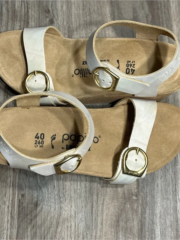 Birkenstock Papillio Cream Ankle-Strap Wedge Sandals - Image 10