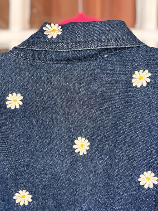 Vintage The Quacker Factory Women’s 3X Daisy Blue Denim Zip Up Top Grandmacore - Image 3