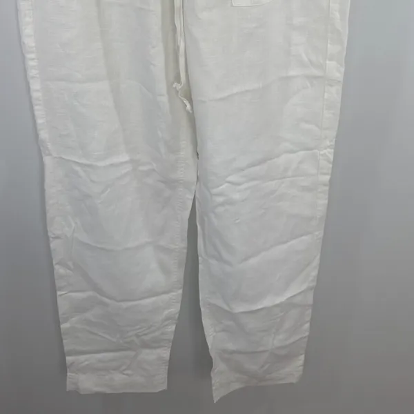 J.Crew Seaside White Linen Blend Pant‎ MED TALL NEW Nautical Beach Vacay - Image 3
