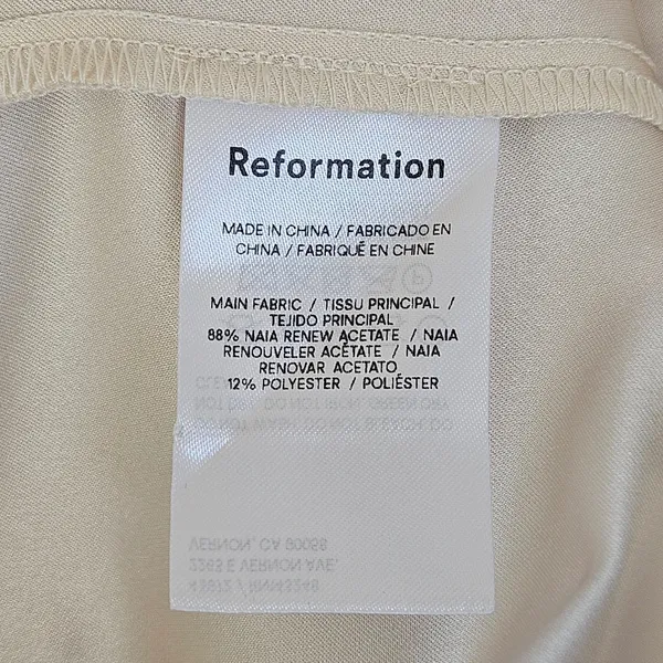 Reformation Solana Satin Dress Almond Beige Halter Midi‎ Cowl Neck 8 NEW Bridal - Image 8