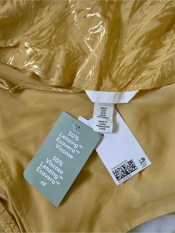 NWT H&M Gold Metallic Jacquard One Shoulder Open Back Maxi Dress M Y2K Glam - Image 12
