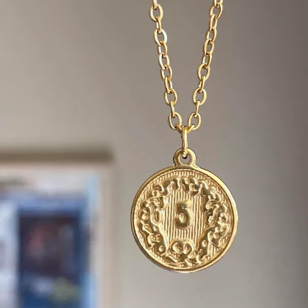 Handmade fully gold tone stainless steel antique vintage chic style coin necklace✨ - Image 4