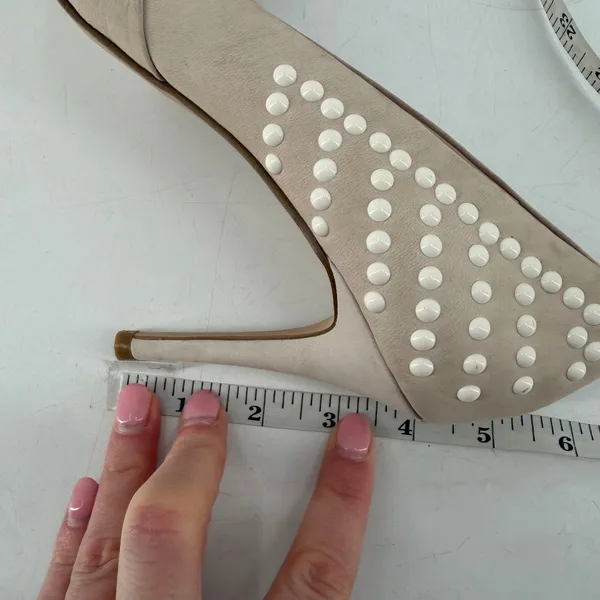 French Connection Pump Women Size 41 10.5 Beige‎ Studded Pointed Toe Stiletto - Image 16
