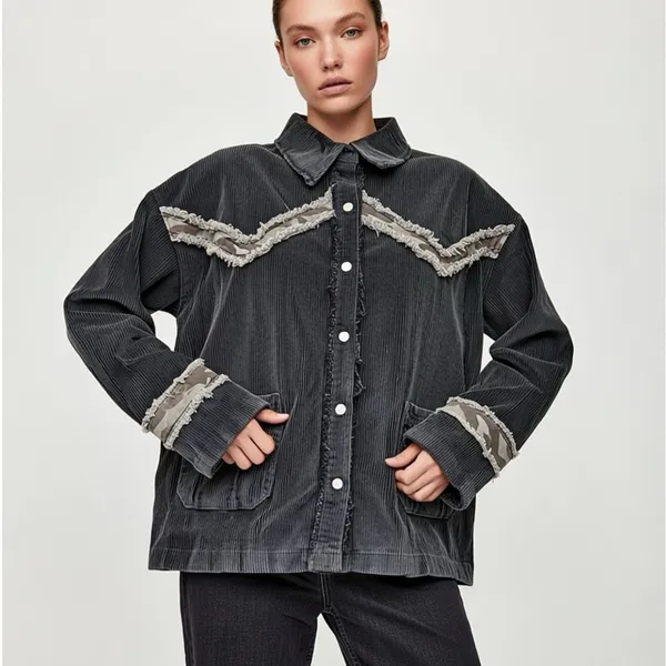 Pol Oversized‎ Corduroy Western top C17 - Image 2
