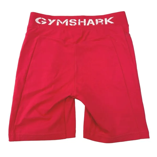 Gymshark Red Spell Out Waistband Elastic Pull On Low Rise Bike Short Size S - Image 2