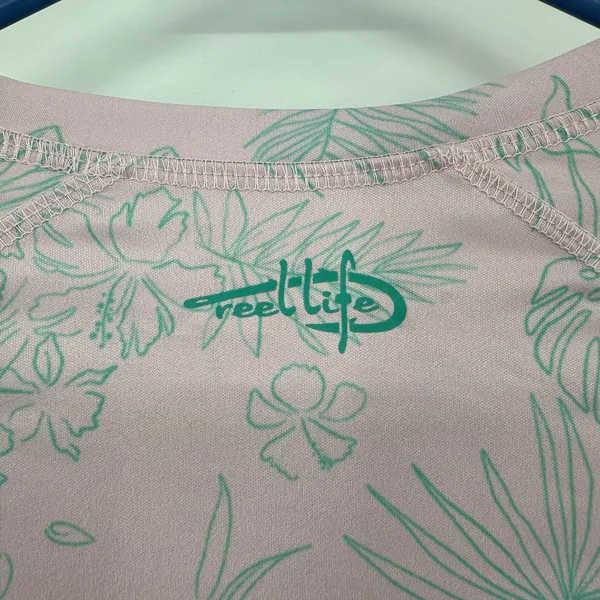 Reel Life size Medium long sleeve outdoor‎ sun boat shirt pink green floral - Image 4