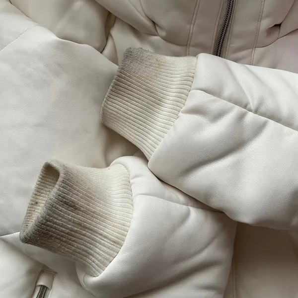 Alo Yoga Faux Leather Boss Puffer Ivory S - Image 17