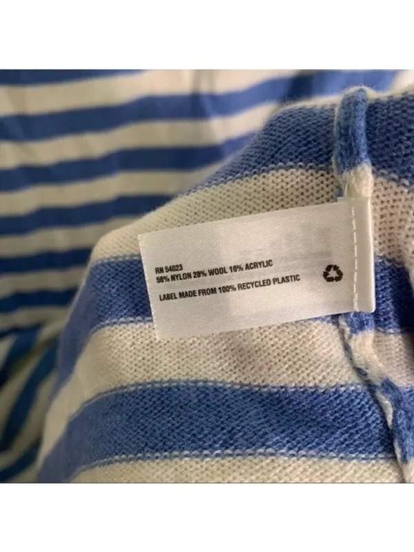 Gap Women's Size Small Boatneck Sweater Moore Blue Stripe Wool Long Sleeve - Image 11