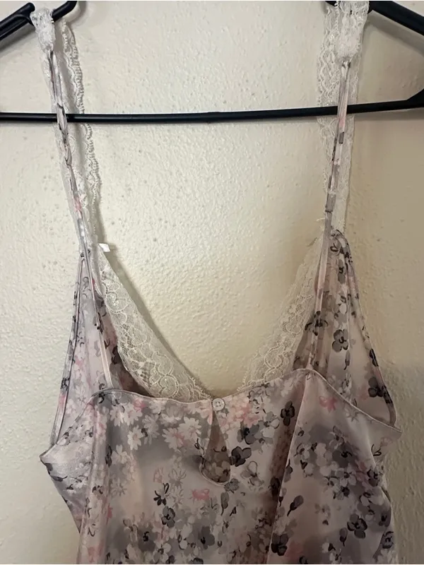 Victoria's Secret Pink & Gray Floral Slip Dress - Image 5