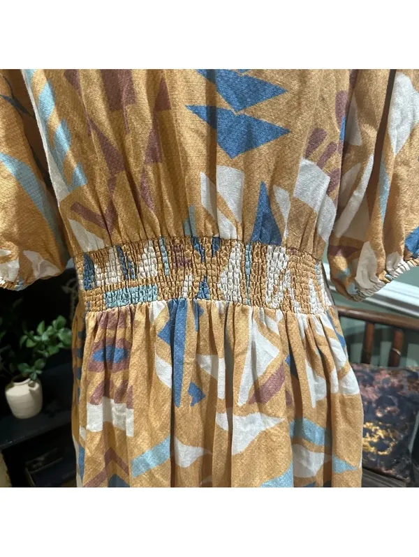 Anthropologie Ranna Gill Sabina Bubble Sleeve Mini Dress – Multicolor Abstract Seashell Print - Image 12