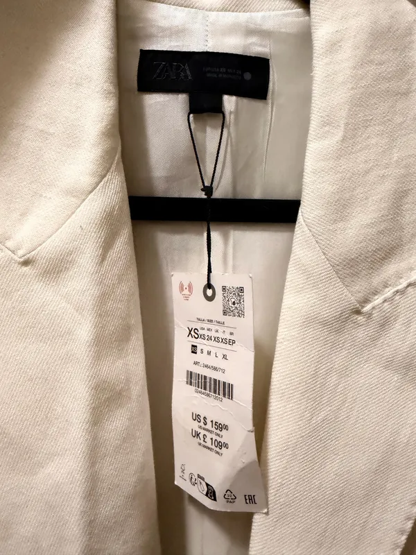 Zara Tie Wrap Linen Blend Blazer - Image 3