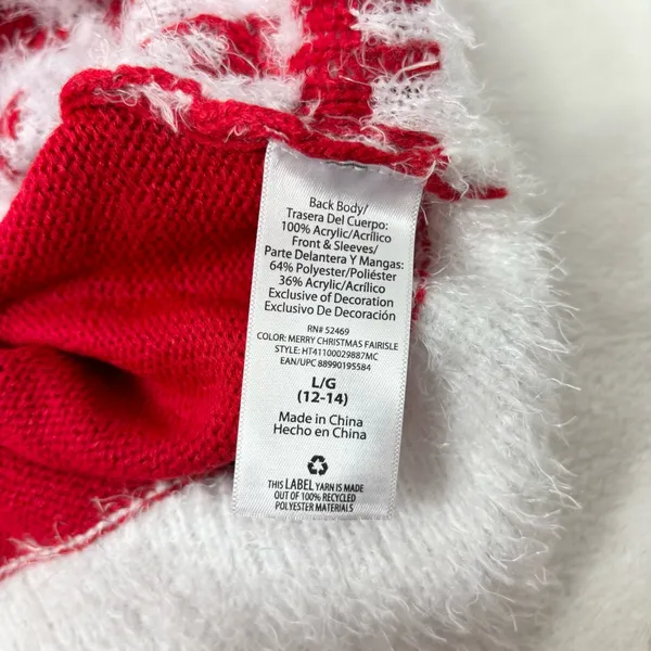 HOLIDAY TIME Red "Merry Christmas" Christmas Ugly‎ Sweater Size L NEW - Image 12