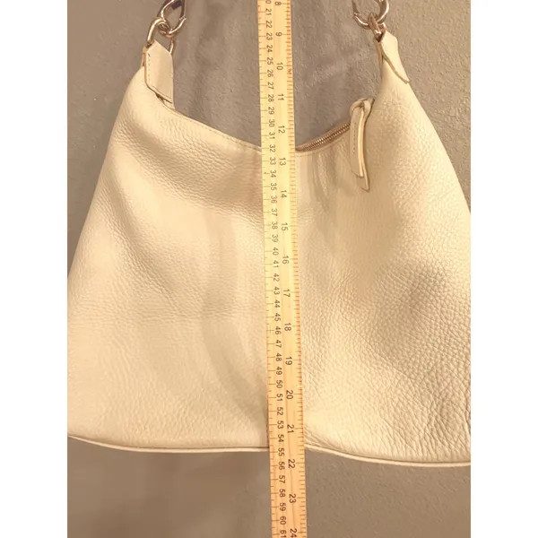 Dooney & Bourke Vintage Cream Pebbled Leather Hobo Shoulder‎ Bag Gold Hardware - Image 9
