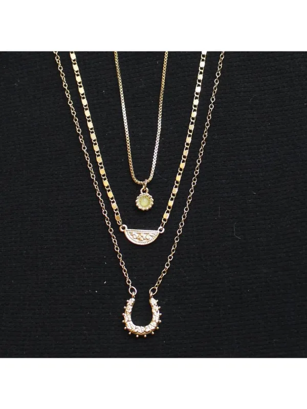 NWT Universal Thread Pendant Box Link Multi-Strand Necklace Gold Yellow 21" + 3" - Image 2