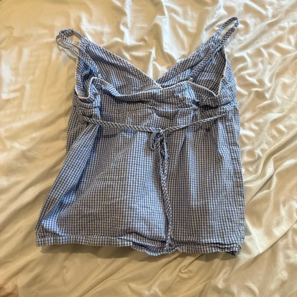 Brandy Melville Blue Gingham Babydoll Cami Top - Image 2