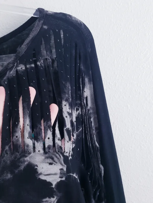 Vocal Laser Cut Tie Dye Long Sleeve Top - Image 6