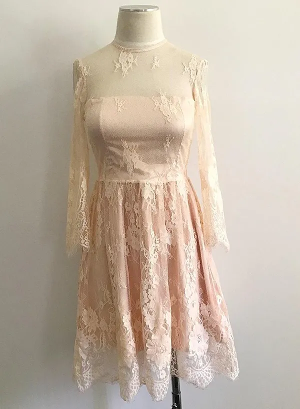 Lace Sheer Formal Dress Pink Size XS - Image 2