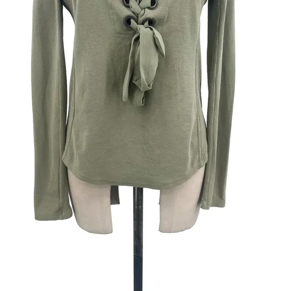 Free People Looking Back Lace-Up Top Sage Green Size Medium‎ - Image 6