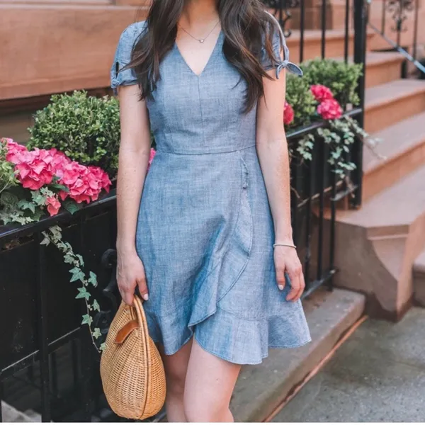 J.‎ Crew Faux-Wrap Chambray Dress - Image 2