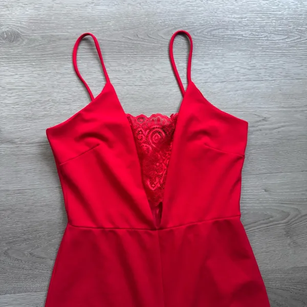 Windsor Lace Plunge Neckline Wide Leg Jumpsuit - Image 9