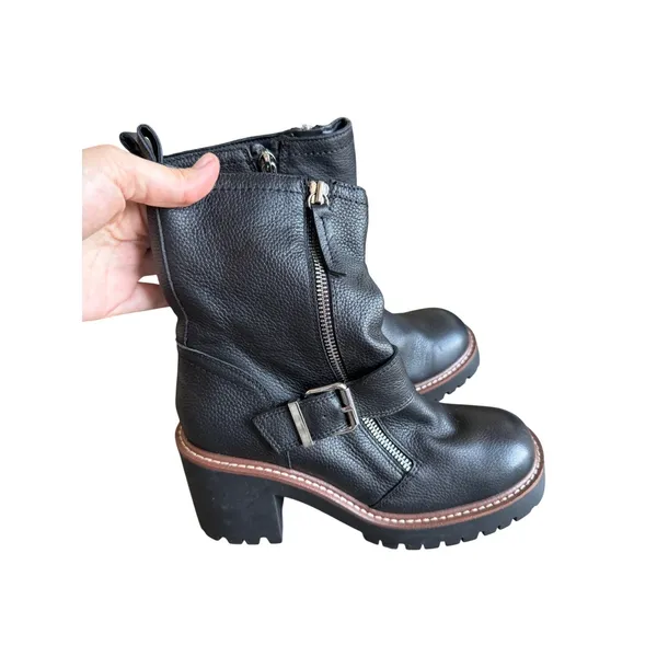 Blondo Rylyn Waterproof Black‎ Tumbled Leather Moto Lug Sole Boots 6M NEW - Image 3