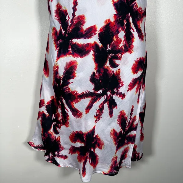 Area Stars Mini Slip Dress Women's Large White Pink Palm Print Spaghetti Strap - Image 3
