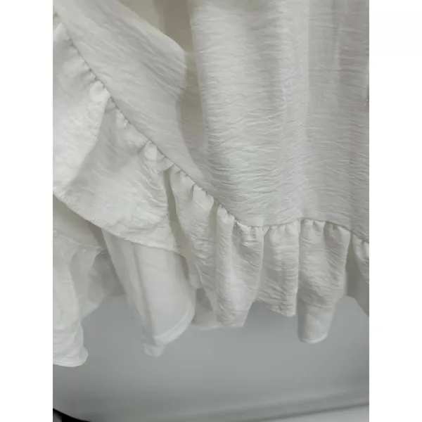 Altar'd State Womens S White‎ Wrap Mini Dress Ruffle Long Sleeve Bridal NWT - Image 9