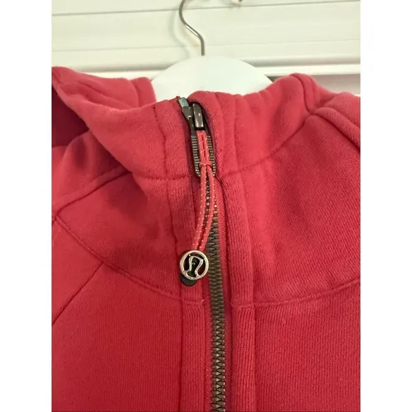 Lululemon rasberry pink scuba fleece fill zip with hood size 8 - Image 3