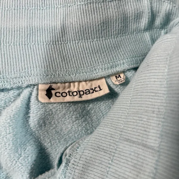 Cotopaxi Light Blue Organic Cotton Fleece Joggers Sweatpants Zip Pocket Medium - Image 5