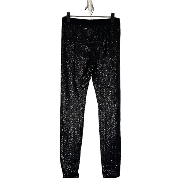 Bisou Bisou Black Metallic Sequin Skinny Ankle Dressy Legging Pants Women Sz M - Image 2
