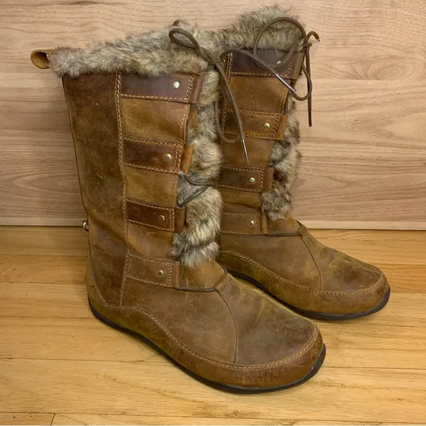 The North Face Primaloft 200 Gram Insulation Brown Lace Up Fur Boots - Size 7 - Image 2