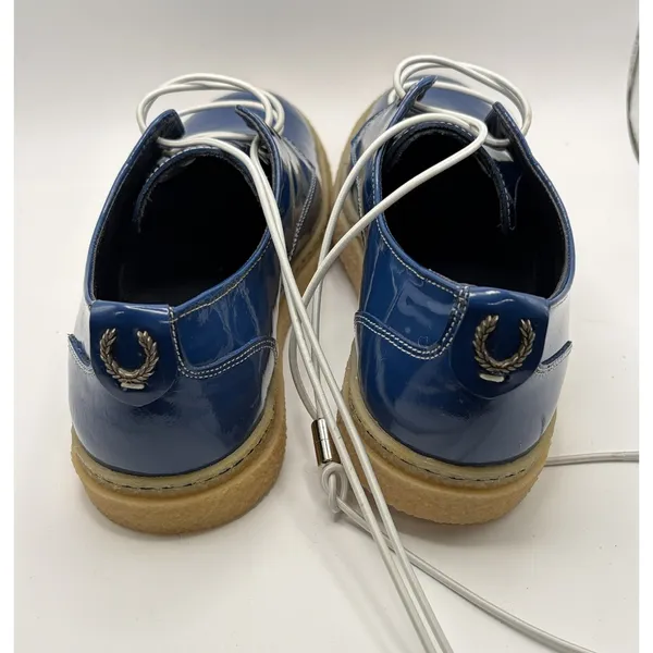 Fred Perry Women's Blue Patent Leather Crepe Sole Derby Oxford Lace Up Shoes S6 - Image 6