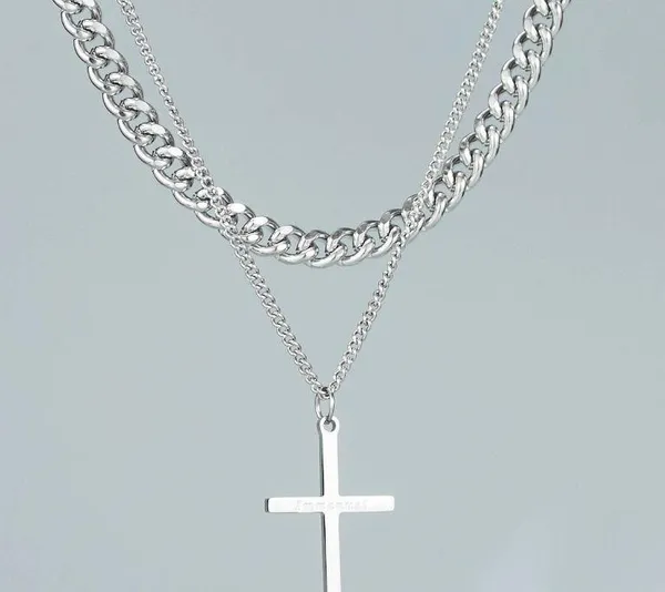 Cross Pendant Necklace for Men Women Streetwear Unisex Hip Hop Style - Image 2