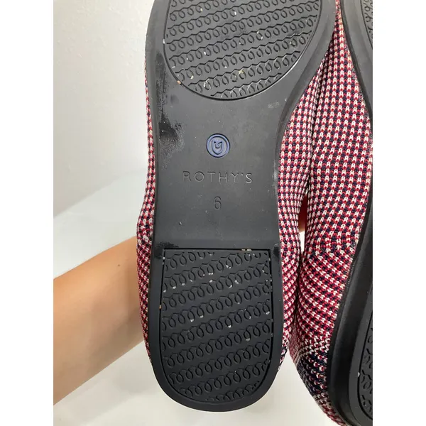 Rothys The Flat Womens 6 Red White Blue Patterned Knit Round Toe‎ Ballet Flats - Image 6