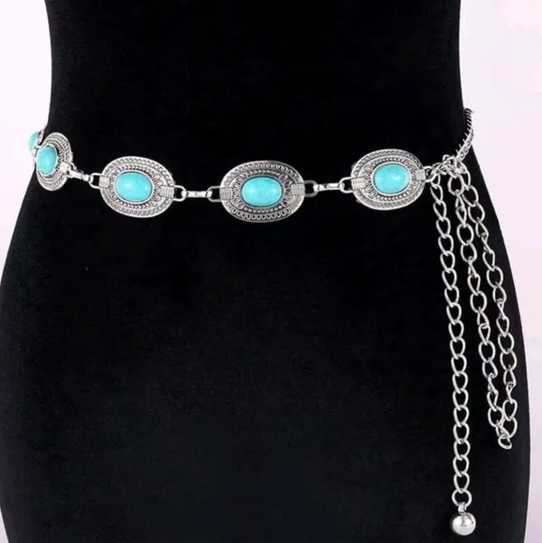 Boho Adjustable Western Metal Gem Decor Waist Chain Belt, Body‎ Belly Jewelry - Image 8