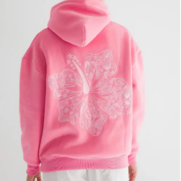 Pink Palm Puff Hoodie Sweatshirt Hawaii Hibiscus Women's Pink Size Small - Image 13