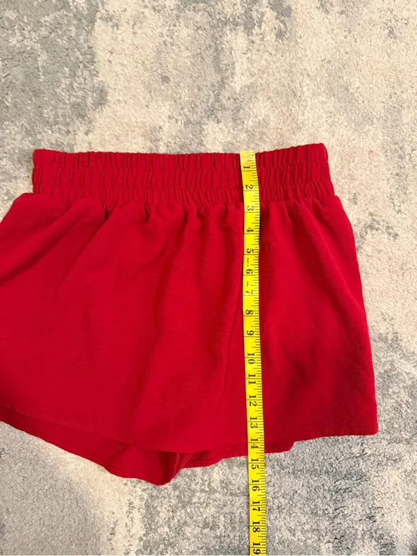 Timing Red Smocked-Waist Circle Mini Skorts - Image 7