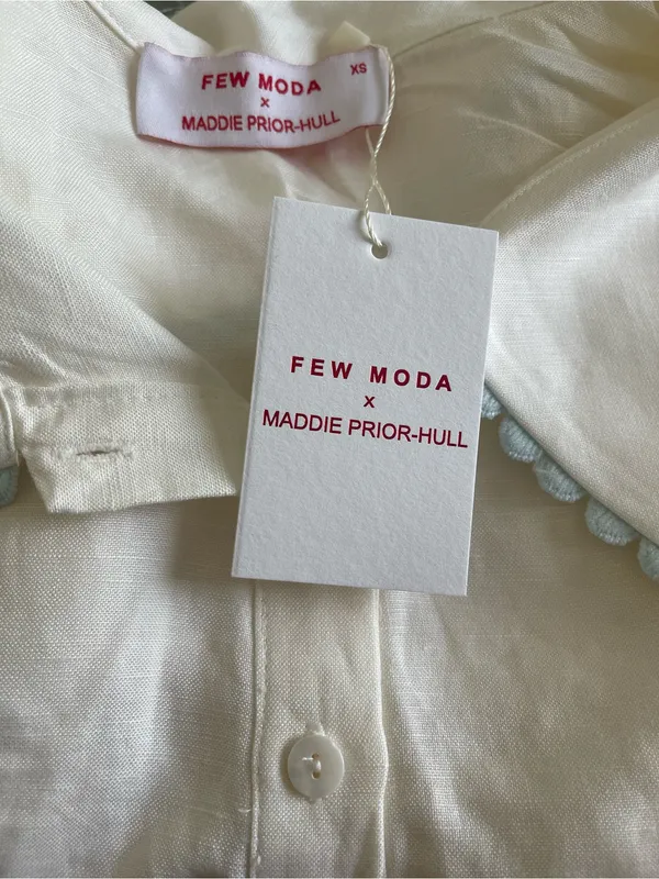 NWT Few Moda Alfresco top size XS Maddie Prior- Hull collab ivory blue trim - Image 7