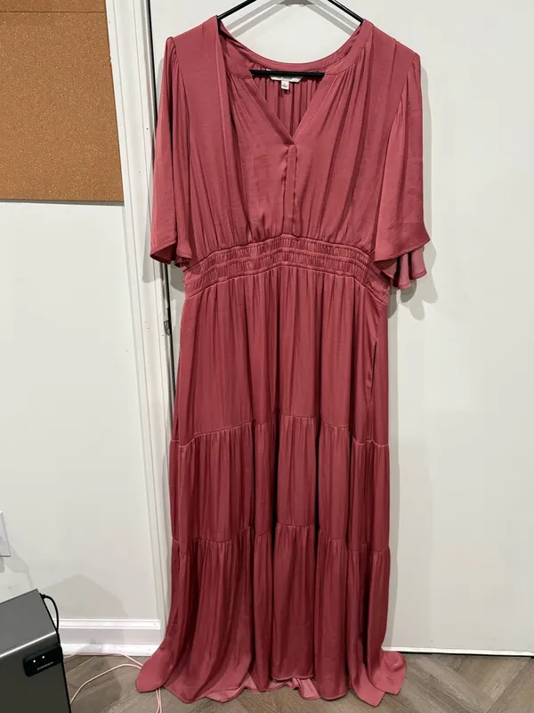 Liverpool Rose Satin Midi Dress Large - Image 4