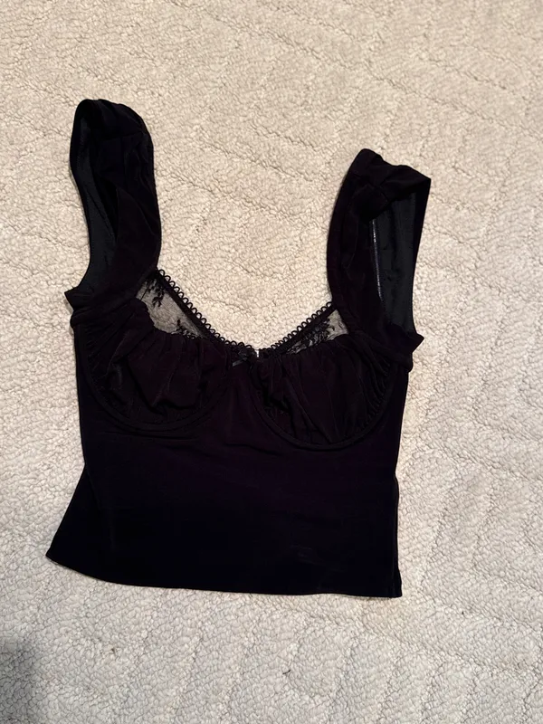 Tiger Mist Black Lace Bustier Top XXS - Image 4