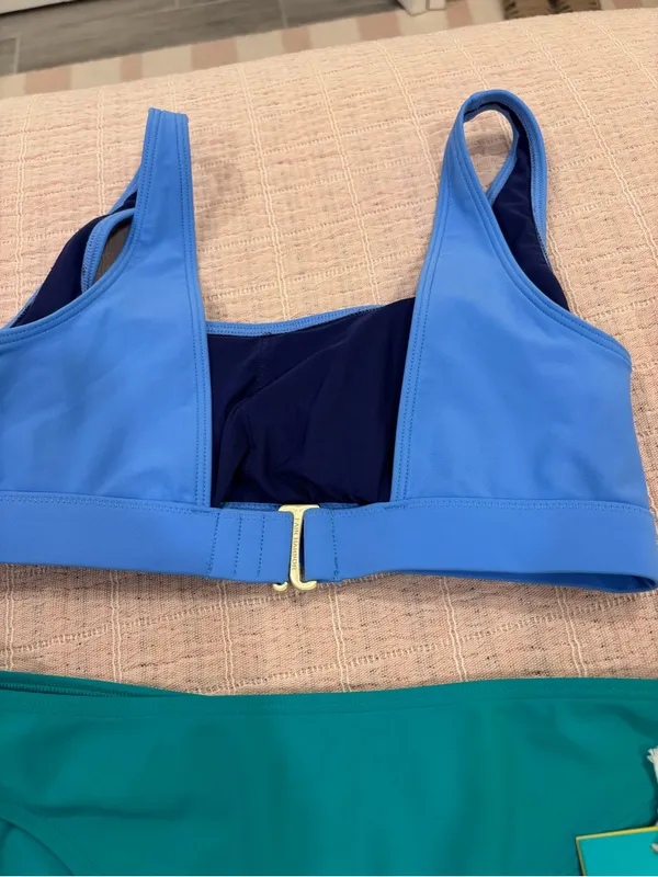 Fair Harbor Blue Crop Bikini Top & Teal Bikini Bottom Set size‎ Small - Image 10