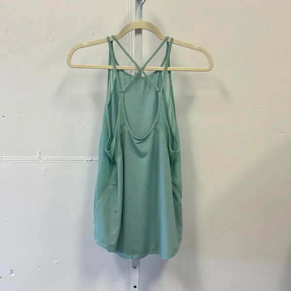 Lululemon Wild Tank Top Mint Green Strappy Criss Cross‎ Back Mesh Size 4 - Image 2