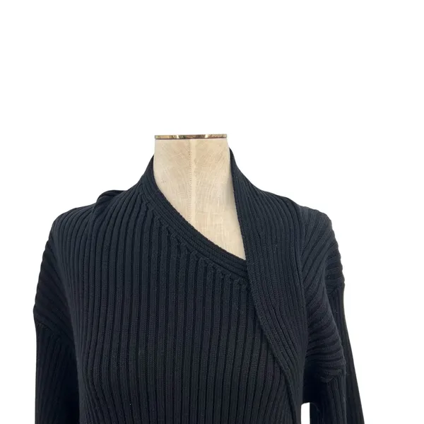 Free People Beach‎ Alba Asymmetric Ribbed Sweater Black Tunic Womens Large - Image 4