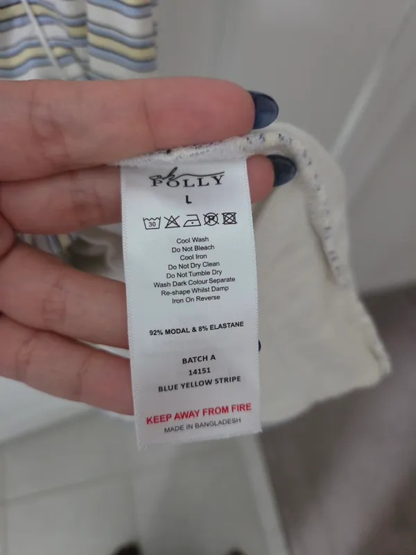 Oh Polly Cream and Blue Striped Mini Dress Size L - Image 6
